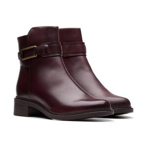 Clarks Maye Bella Boots in Bordeaux Leather
